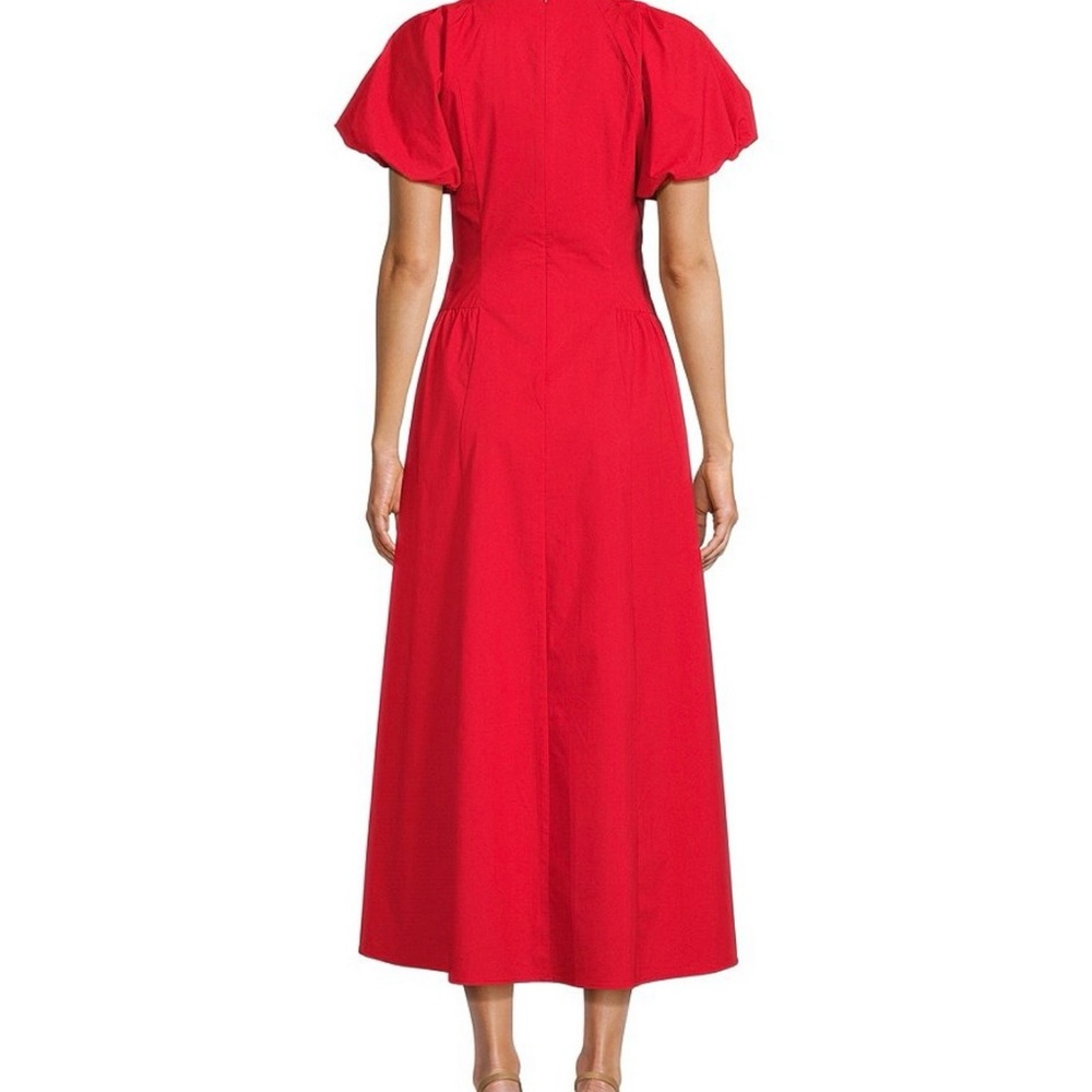 NWOT (worn once) ANTONIO MELANI Red V-Neck Puff Sleeve Midi Dress - Picture 3 of 3